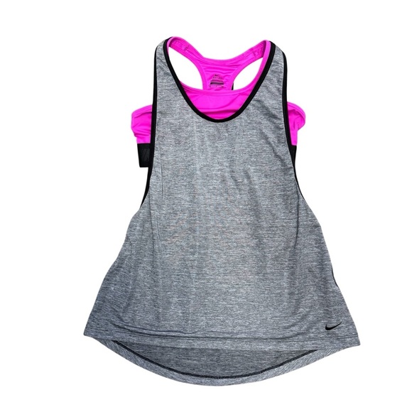 Nike Gray Racerback Tank Top with Built in Bra - Picture 1 of 5